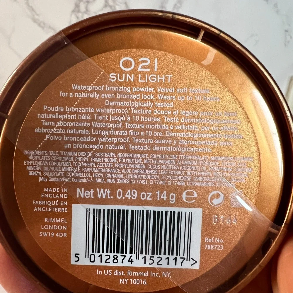 Rimmel London Natural Bronzer H2O Proof Bronzing Powder 0.49 oz 021 Sunlight New